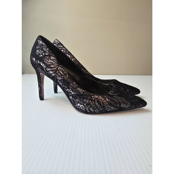 Jessica Simpson JP Carpena Heels Sz 7.5 Black Lace - Picture 1 of 9